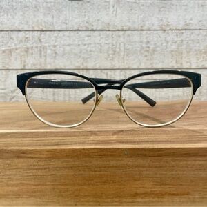 VNTG 90s GIANNI VERSACE Mod 1256 Black Gold Semi Rim Cat Eye FRAMES 53-17-140